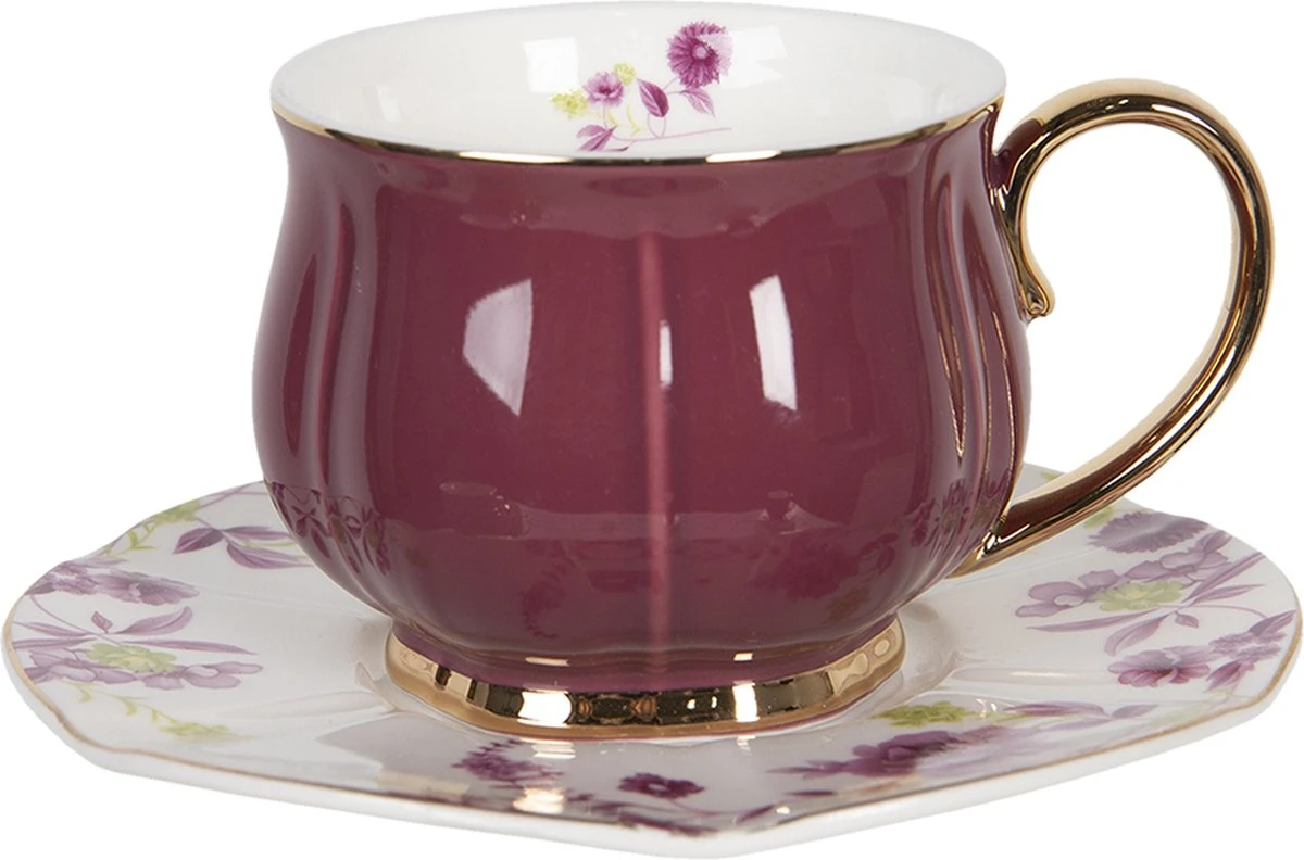 Clayre & Eef Kop En Schotel Set Van 6 250 Ml Meerkleurig Porselein Rond Bloemen Servies Cadeau Voor Haar Cappuccino 5 Clayre & Eef Kop En Schotel Set Van 6 250 Ml Meerkleurig Porselein Rond Bloemen Servies Cadeau Voor Haar Cappuccino - Afbeelding 5