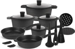 Edënbërg Gray Line - 15-delige Luxe Pannenset Van Gesmeed Aluminium