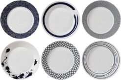Royal Doulton Pacific - Pastaborden / Bordenset - Porselein - Wit / Blauw - ⌀ 22 Cm - 6 Stuks