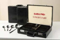 Swiss Pro+ Bestekset In Koffer-72 Delig-12 Persoons-Zwitsers Kwaliteit-Complete Set-100% Roestvrijstaal- Zwart -Keukengerei Winkel 1200x799 139