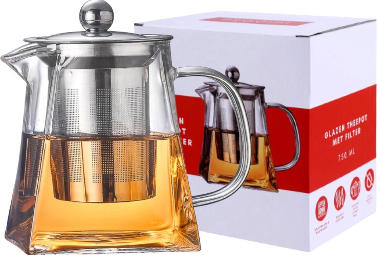 Procidi® Glazen Theepot Met Filter - Theekan Met Infuser - Dubbelwandig Borosilicaat Glas - Thee Thermoskan - Koffiekan 950 ML - Teapot 1 Procidi® Glazen Theepot Met Filter - Theekan Met Infuser - Dubbelwandig Borosilicaat Glas - Thee Thermoskan - Koffiekan 950 ML - Teapot