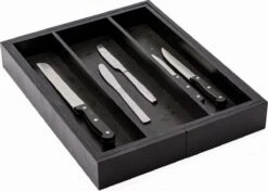 Merkloos Decopatent® Uitschuifbaar Bestekbak - Besteklade - 3 Vaks -> Uitschuifbaar Naar 5 Vakken - Bestekbakken Organizer - Bamboe - Zwart -Keukengerei Winkel 1200x857 7