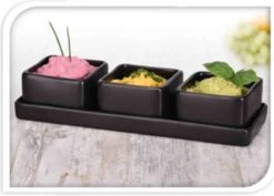 Excellent Houseware Amuse/tapas/saus Schaaltjes Met Serveerplankje - Aardewerk - Mat Zwart -Keukengerei Winkel 1200x858 5