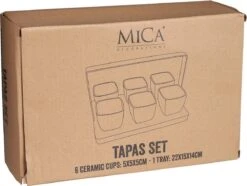 Mica Decorations - Luxe Tapas Set - 6 Zwarte Tapas Schaaltjes Op Houten Tapasplank - Servies - Borrelplank Olijfhout -Keukengerei Winkel 1200x902 6