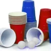 Merkloos Beerpong - 50 Stuk(s) Blue Cups & Red Cups Inc. 3 Ballen - Beerpong Drankspel - Plastic Bekers