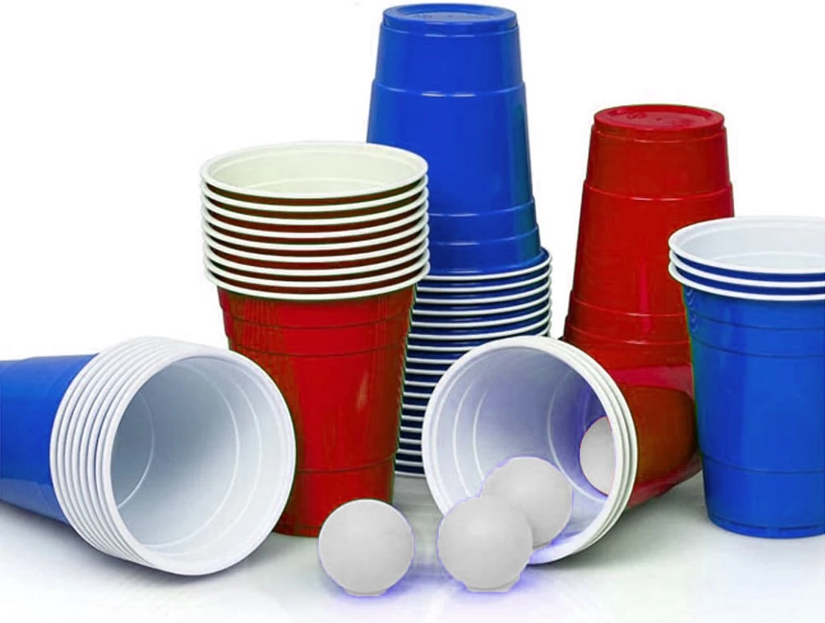 Merkloos Beerpong - 50 Stuk(s) Blue Cups & Red Cups Inc. 3 Ballen - Beerpong Drankspel - Plastic Bekers 1 Merkloos Beerpong - 50 Stuk(s) Blue Cups & Red Cups Inc. 3 Ballen - Beerpong Drankspel - Plastic Bekers