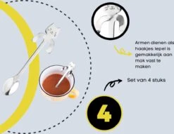 4 Theelepels Hangende Kat - Katten Koffielepel - RVS - Zilverkleurig -Keukengerei Winkel 1200x930 11