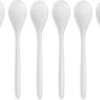 6x Eierlepeltjes Wit Kunststof 13 Cm - Keukengerei - Keukenbenodigdheden - Bestek - Lepels/lepeltjes Voor Koffie/thee/dessert/eieren