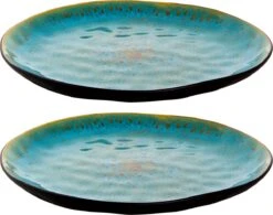 Palmer Bord Lotus 27.5 Cm Zwart Turquoise Stoneware 2 Stuk(s)