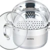 Stoompan 3.1 L - Rijst- En Groentestomer 3-Delig - Ø 20 Cm - Roestvrijstaal Met Glasdeksel - FIRENZE