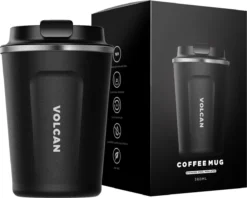 Volcan RVS Koffiebeker To Go - Thermosbeker - Theebeker - Coffee - Zwart