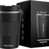 Volcan RVS Koffiebeker To Go Met Sleeve - Thermosbeker - Theebeker - Coffee - Zwart