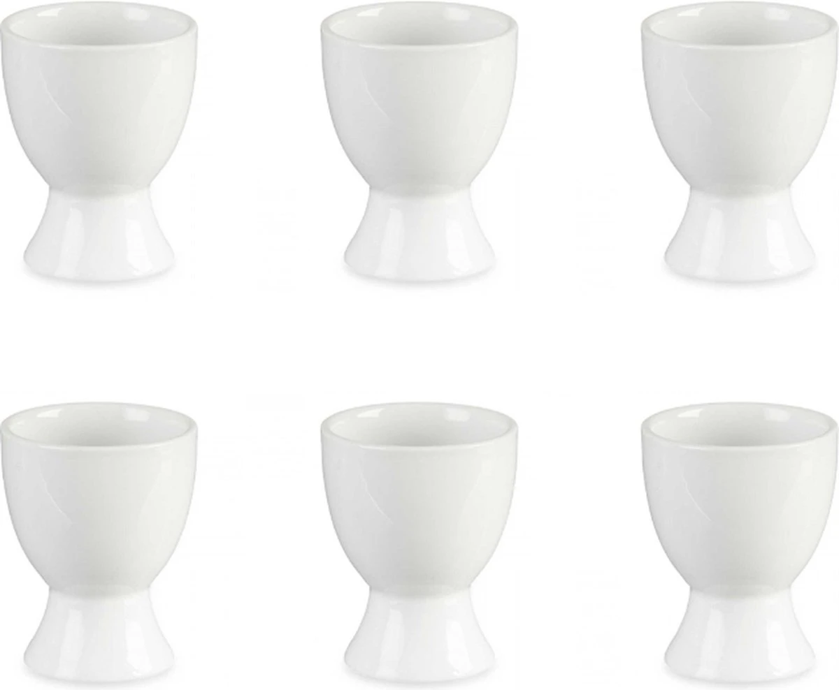Eierdopjes – Set Van 6 Stuks – Porselein – Wit 1 Eierdopjes – Set Van 6 Stuks – Porselein – Wit