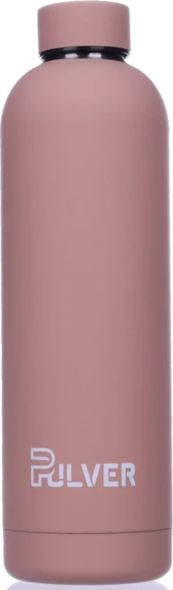 Pulver - RVS Thermosfles / Drinkfles – BPA Vrij – 750 Ml - Waterfles Met Draaidop – Drinkfles – Dubbele Isolatie - Rubberen Coating- Licht Roze