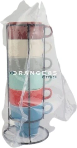 Orange85 Koffiekopjes - Met Houder - Set Van 6 - Gekleurd - 300 Ml - Keramiek -Keukengerei Winkel 626x1200 1