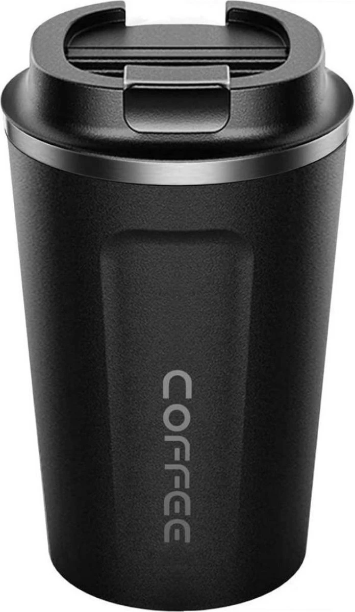 Premium RVS Koffiebeker To Go - Thermosbeker - Theebeker - 380ml - Zwart 1 Premium RVS Koffiebeker To Go - Thermosbeker - Theebeker - 380ml - Zwart