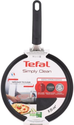 Tefal Simply Clean Pannenkoekenpan - Crêpe Pan Non-stick Coating - Pancake Pan - Titanium - Ø25 Cm - Zwart -Keukengerei Winkel 709x1200