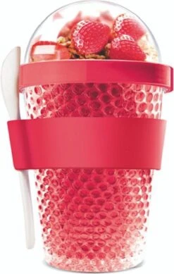Sareva Muesli Beker - Met Lepel - Yoghurt 2 Go - Rood -Keukengerei Winkel 761x1200 4