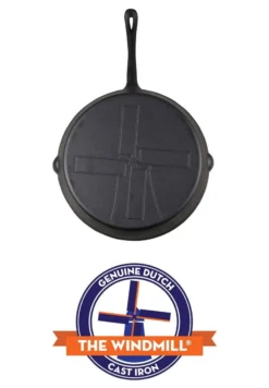 The Windmill Koekenpan Skillet Extra - 31,5 Cm - Gietijzer Zwart -Keukengerei Winkel 832x1200