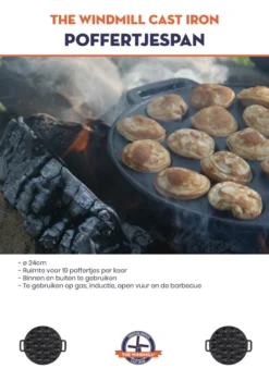 The Windmill Poffertjespan 30 Cm Gietijzer 2,3 Kg Zwart -Keukengerei Winkel 847x1200