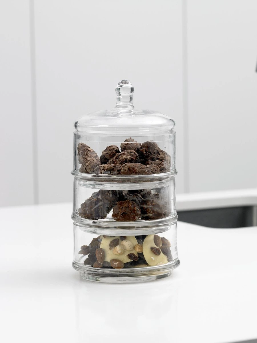 Cosy & Trendy Bonbonniere - Glas - Ø 12 Cm X 22.4 Cm - 3-Laags 5 Cosy & Trendy Bonbonniere - Glas - Ø 12 Cm X 22.4 Cm - 3-Laags - Afbeelding 5