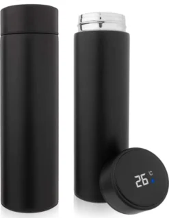 YUNICS® Thermoskan - Met Smart Temperatuur Display - Thermos - Thermosfles - Thermosbeker - Thermofles - Isoleerfles - Travel Mug - RVS - Zwart