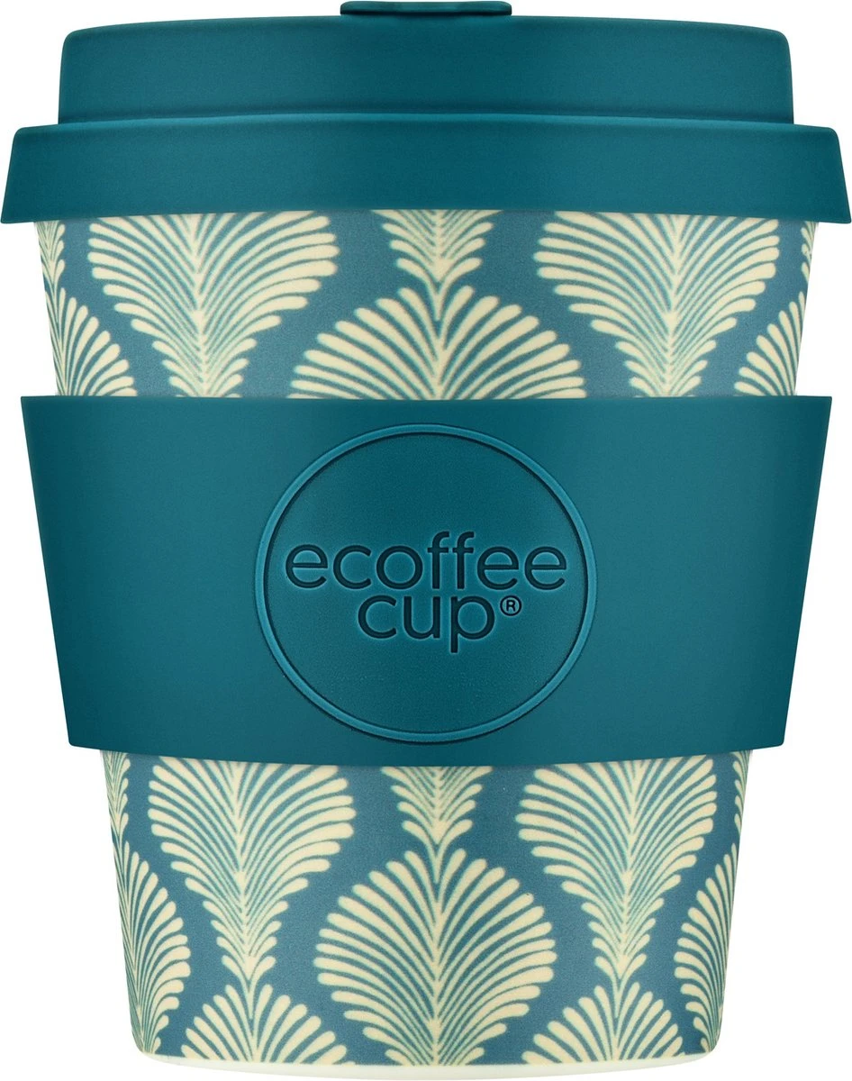 Ecoffee Cup Creasy Lu PLA - Koffiebeker To Go 240 Ml - Groenblauw Siliconen 1 Ecoffee Cup Creasy Lu PLA - Koffiebeker To Go 240 Ml - Groenblauw Siliconen