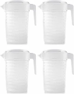 Merkloos Pakket Van 4x Stuks Kunststof Schenkkannen/waterkannen Van 2 Liter - 2000 Ml - Feest/partij/zomer