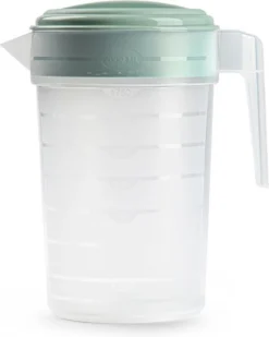 Waterkan/sapkan Transparant/mintgroen Met Deksel 2 Liter Kunststofï¿½- Smalle Schenkkan Die In De Koelkastdeur Past